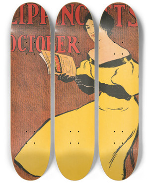 Triptych art skateboard deck of Joseph Gould Lippincotts October by Joseph Gould (1880-1935)