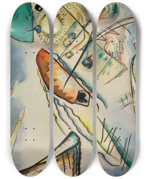 Triptych art skateboard deck of Wassily Kandinsky Ohne Titel Untitled_4 by Wassily Kandinsky (1866-1944)