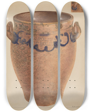 Triptych art skateboard deck of Nicholas Amantea Crock_7 by Nicholas Amantea (1900-1978)