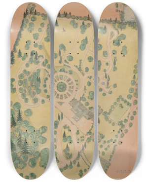 Triptych art skateboard deck of Gilbert Sackerman Thomas Ingham Estate by Gilbert Sackerman (20-)