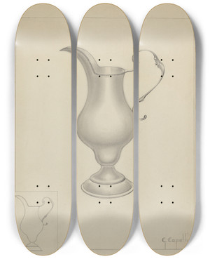 Triptych art skateboard deck of Giacinto Capelli Silver Creamer_3 by Giacinto Capelli (20-)