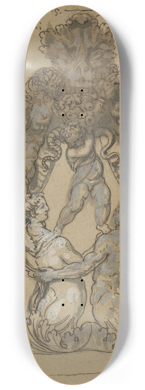 Italian 17th or 18th Century - Door Knocker with Triton,Nereid, and Putti 8.25 inch art skate deck