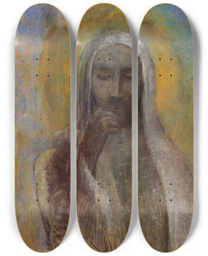 Triptych art skateboard deck of Odilon Redon Le Christ Du Silence by Odilon Redon (1840-1916)