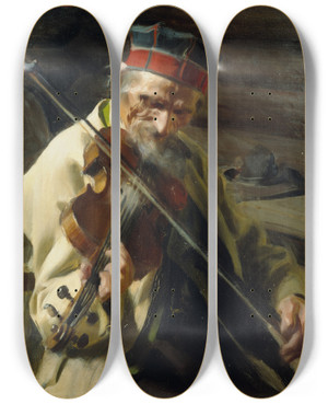 Triptych art skateboard deck of Anders Zorn Hins Anders by Anders Zorn (1860-1920)