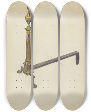 Triptych art skateboard deck of Max Schwartz Andiron by Max Schwartz