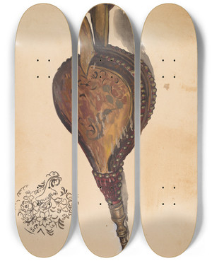 Triptych art skateboard deck of Stewart Wheeler Bellows by Stewart Wheeler