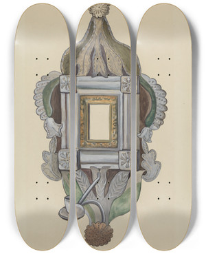 Triptych art skateboard deck of E Boyd Candle Sconce With Mirror by E Boyd (20-)