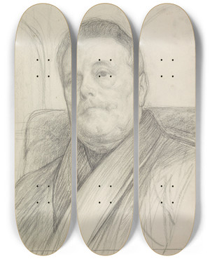 Triptych art skateboard deck of Jan Veth Portret Van Een Heer_1 by Jan Veth (1864-1925)