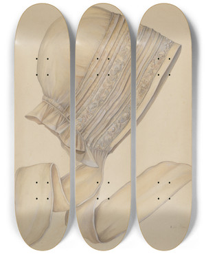 Triptych art skateboard deck of Marie Alain Night Cap by Marie Alain