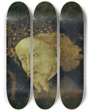 Triptych art skateboard deck of Jaume Mateu James I The Conqueror by Jaume Mateu (1382-1452)