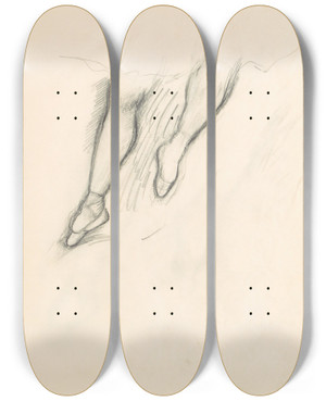 Triptych art skateboard deck of Edgar Degas Figure Studies 7 by Edgar Degas (1834-1917)