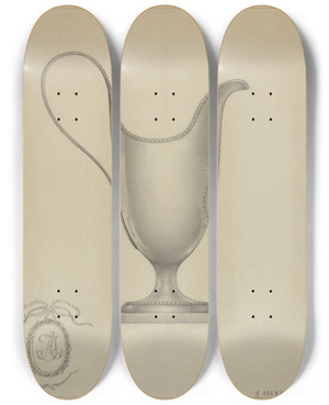 Triptych art skateboard deck of Arsen Maralian Silver Creamer by Arsen Maralian