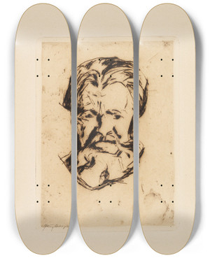 Triptych art skateboard deck of Edvard Munch Mnnerkopf by Edvard Munch (1863-1944)