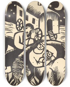 Triptych art skateboard deck of Maria Uhden Ruhende Zigeuner by Maria Uhden (1892-1918)