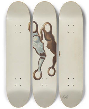Triptych art skateboard deck of A Regli Bit_1 by A Regli