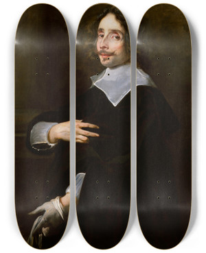 Triptych art skateboard deck of Jan Cossiers Young Man by Jan Cossiers (1600-1671)
