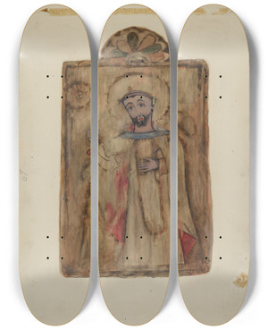Triptych art skateboard deck of Maude Valle Santos Retablos_5 by Maude Valle