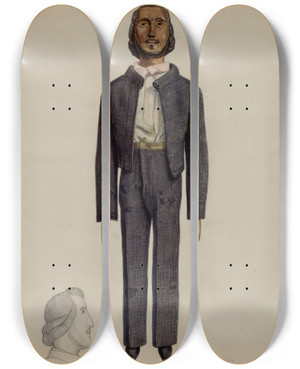 Triptych art skateboard deck of Helen Bronson Doll_3 by Helen Bronson