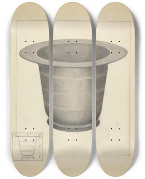 Triptych art skateboard deck of Charles Garjian Pewter Commode Form_2 by Charles Garjian