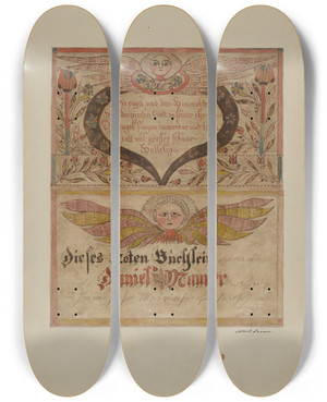 Triptych art skateboard deck of Albert Levone Manuscript And Miniature by Albert Levone (20-)