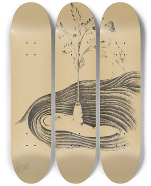 Triptych art skateboard deck of Heinrich Hrle Krppel 10 by Heinrich Horle (1895-1936)