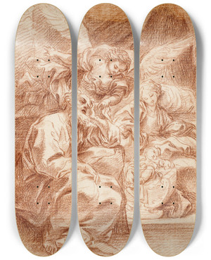 Triptych art skateboard deck of Giuseppe Passeri Josephs Dream by Giuseppe Passeri (1654-1714)
