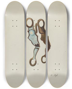 Triptych art skateboard deck of A Regli Bit_2 by A Regli