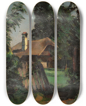 Triptych art skateboard deck of Egge Sturmskrla Landschaft by Egge Sturm-Skrla (1894-1943)