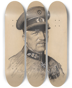 Triptych art skateboard deck of Samuel Johnson Woolf Kurt Von Schleicher by Samuel Johnson Woolf (1880-1948)