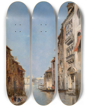 Triptych art skateboard deck of Paul Vernon Venise by Paul Vernon (1796-1875)