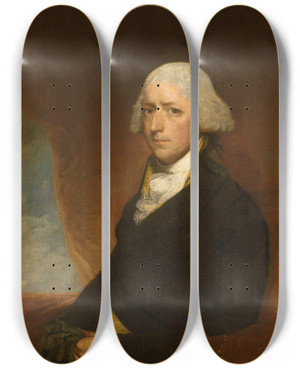Triptych art skateboard deck of Gilbert Stuart John Ashe by Gilbert Stuart (1755-1828)