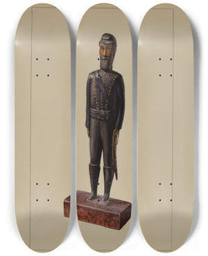 Triptych art skateboard deck of Mina Lowry Civil War Soldier_1 by Mina Lowry (1894-1942)