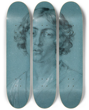 Triptych art skateboard deck of Johann Peter Krafft Portrtstudie Zu David Mit Dem Haupt Goliaths_1 by Johann Peter Krafft (1780-1856)