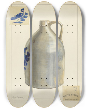 Triptych art skateboard deck of Charles Caseau Stoneware Jug by Charles Caseau (1880)