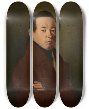 Triptych art skateboard deck of Michael Neder Selbstbildnis by Michael Neder (1807-1882)