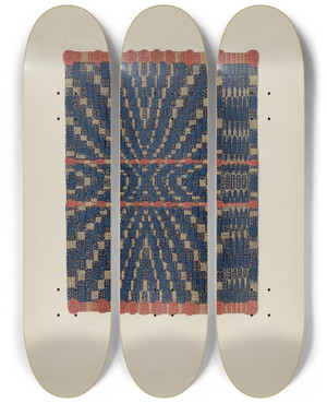 Triptych art skateboard deck of Ruth M Barnes Coverlet Detail_3 by Ruth M Barnes