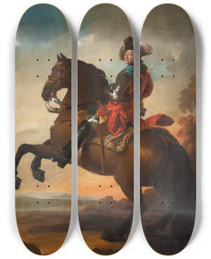 Triptych art skateboard deck of Carl Gustaf Pilo Frederik V On Horseback by Carl Gustaf Pilo (1711-1793)