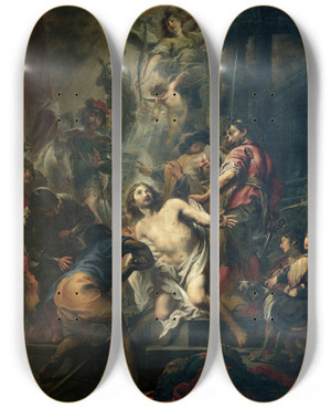 Triptych art skateboard deck of Cornelis Schut The Beheading Of Saint George by Cornelis Schut (1597-1655)