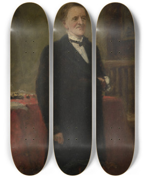 Triptych art skateboard deck of Thomas Hicks Samuel Jones Tilden_2 by Thomas Hicks (1823-1890)