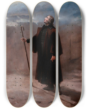 Triptych art skateboard deck of Jan Styka Mickiewicz As A Pilgrim by Jan Styka (1858-1925)