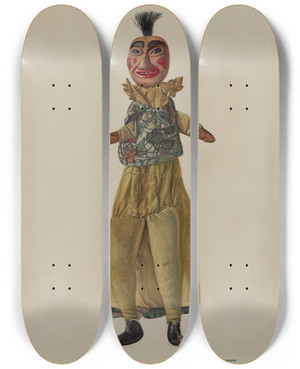 Triptych art skateboard deck of Florian Rokita Punch Clown Puppet by Florian Rokita