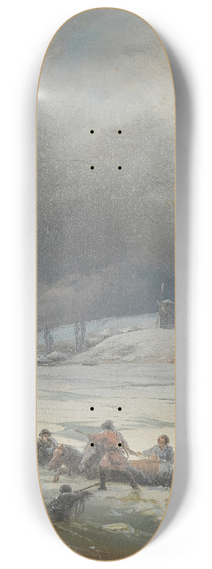 Ivan Konstantinovich Aivazovsky - Hauling a Horse and Cart out of the Ice 8.25 inch art skate deck