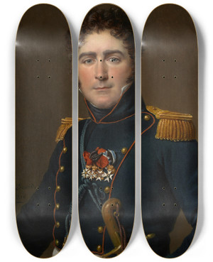 Triptych art skateboard deck of Jacques Louis David Comte Henriamdemercure De Turennedaynac by Jacques Louis David (1748-1825)