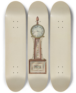 Triptych art skateboard deck of Lawrence Phillips Wall Clock_2 by Lawrence Phillips