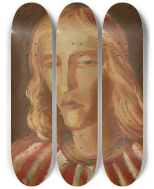 Triptych art skateboard deck of Arne Ekeland Uten Tittel by Arne Ekeland (1908-1994)