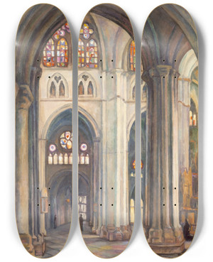 Triptych art skateboard deck of Samuel Halpert Toledo Cathedral by Samuel Halpert (1884-1930)