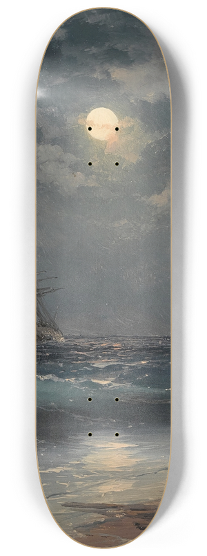 Ivan Konstantinovich Aivazovsky - Ship by Moonlight 8.25 inch art skate deck