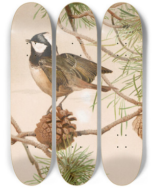 Triptych art skateboard deck of Lopaul Robert Msange Noire by Leo Paul Robert (1851-1923)