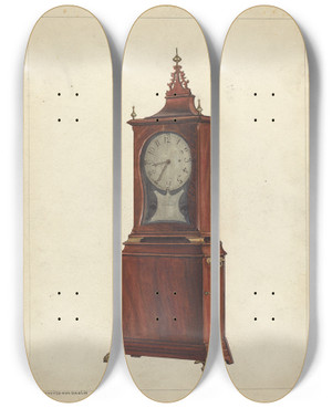 Triptych art skateboard deck of M Rosenshieldvonpaulin Shelf Clock_2 by M. Rosenshield-von-Paulin
