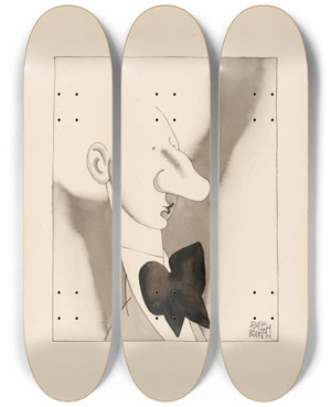 Triptych art skateboard deck of Ralph Barton Leopold Stokowski by Ralph Barton (1891-1931)